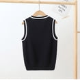thumbnail image 2 of Alvivi Kids V-Neck Knitted Sweater Vest School Uniform Sleeveless Warm Waistcoat Navy Blue 11-12, 2 of 4
