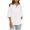 White, variant on Turilly Loose Comfy Shirts for Women Casual Solid Color V-Neck Hem With Side Slit Cotton Linen Short Sleeved Blouse