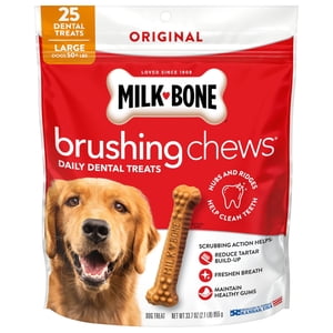 Milk-Bone Brushing Chews Original Chicken Dog Treats, Large, 25 Count