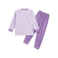 thumbnail image 6 of Jizyo Kids Boys Girls Long Johns Thermal Underwear Set Long Sleeve Rabbit Printed Crewneck T-Shirt and Elastic Waist Pants Purple 7-8, 6 of 7