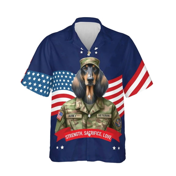 Happy Father's Day Honoring Veterans Afghan Hound in Army Uniform Hawaiian Shirt Breathable Summer Unisex Merch Dog Lover - 13007