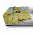 thumbnail image 2 of Rock Music Soft Flannel Fleece Blanket, Grunge Forever Lettering a Young and Bass Guitar Walking on Road, Cozy Plush for Indoor and Outdoor Use, 70" x 90", Pale Green and Pale Blue, by Ambesonne, 2 of 5