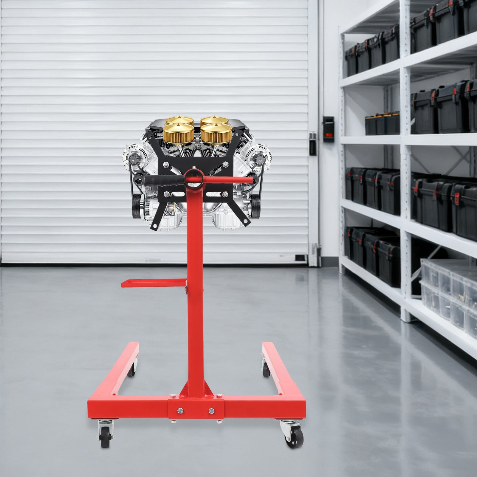 2000 LBS Modern Red Folding Engine Stand Vehicle Engine Block Stand 360 Degree Head 39.17*27.75*37.8in