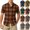 Green, variant on Mens Stand-up Collar Short Sleeve Plaid Shirts Classic Pattern Lightweight Summer Daily Casual Blouse (Orange,S)