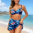 thumbnail image 5 of Swim Suit Women Hawaiian Print Skirtini Set for Women Tankini Swimsuit High Waist Bikini with Swim Skirt Beach Pool Blue S, 5 of 6