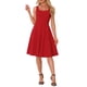 thumbnail image 2 of Vestido Vintage Swing Inspire Chic para Mujer, con escote corazón, sin mangas, corte ajustado y acampanado, color rojo, 2 of 6