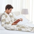 thumbnail image 6 of Lsque Vintage Stylized White Color Pattern Long Sleeve Pajama Set for Men - Soft 2-Piece Sleepwear and Loungewear Set with Pockets, Comfy Nightwear-X-Large, 6 of 7