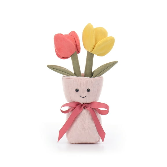Apricot Lamb Romantic Tulip Vase Plush Toy for Kids 11 Inches