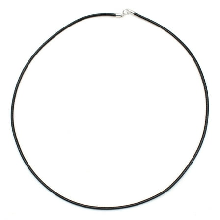 Sterling Silver Braided Leather Cord Necklace 18in