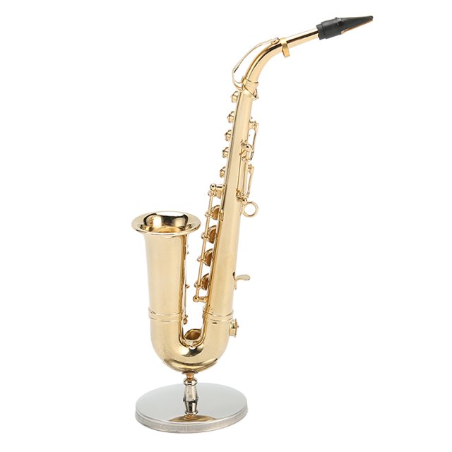 Tiny Saxophone, Decoration Alto Saxophone Ornament Gold Plating Home Accessory With Storage Box Stand For Birthday