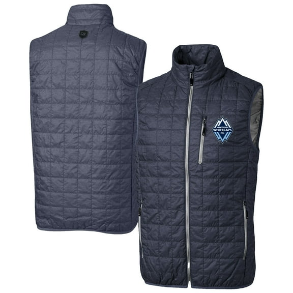 Men's-Cutter & Buck  Anthracite Vancouver Whitecaps FC Rainier PrimaLoft Eco Insulated Full Zip Puffer Vest