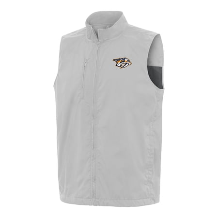 Men s Antigua Heather Gray Nashville Predators Brisk Full-Zip Vest