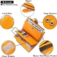 thumbnail image 6 of Leather Women's Wallets,Multi-Function Slim Bifold Zipper Clutch Purse,Large Capacity Card Holder with RFID/Yellow, 6 of 7