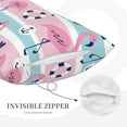 thumbnail image 5 of Balery Pink Striped Flamingo Pillow Covers,Bed Pilowcases,Reversible Plush Throw Pillow Covers End Pillow Encasement,Pillow Case - 14"X20", 5 of 9