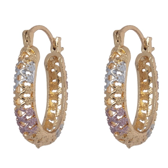 Arracada Perforada Oval 3 Colores Chapa de Oro 18K Horoz WH792