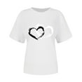 thumbnail image 7 of Enjoytime Valentine's Women's Tops Heart Graphic Round Neck Short Sleeve Shirt Casual Trendy Fashion Plus Size Blouse White XXL, 7 of 7