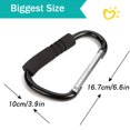 thumbnail image 4 of Ganchos para cochecito Funbliss, paquete de 2 prácticos clips organizadores para bolsa de pañales, gran juego de ganchos para ropa, bolso, comestibles, mamá caminando o de compras (negro) Ormromra WMZL-1829, 4 of 7