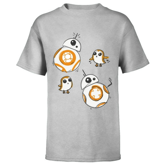 Star Wars Porg and BB-8 Doodle - Short Sleeve T-Shirt for Kids - Customized-Athletic Heather