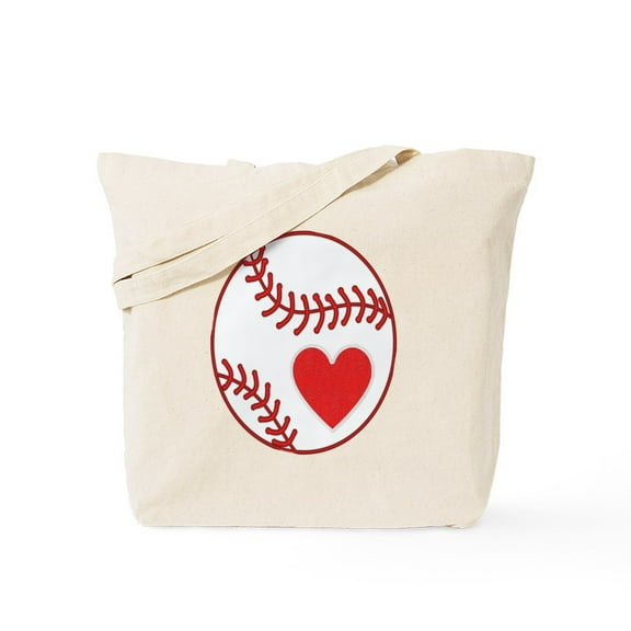 CafePress - Baseball With Heart Design Tote Bag - Unisex Canvas Tote Bag, Beige, 1-Piece