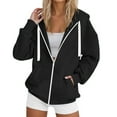 thumbnail image 2 of UAYOTSE Women's Full Zip Up Hoodie Long Sleeve Hooded Sweatshirts Pockets Jacket Coat for Women(G160-Black,M), 2 of 4