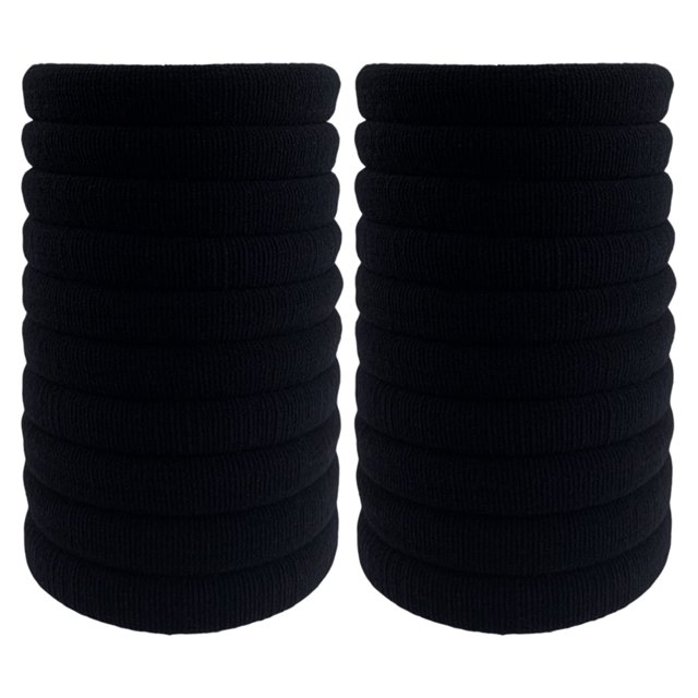 Lazos para el cabello grueso BETITETO 20 piezas Soportes para coletas sin costuras Gomas para el cabello elásticas de algodón para mujeres para cabello grueso, pesado o rizado (actualizado negro)