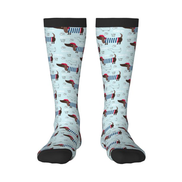 Balery Dachshund Dog Puppy Calcetines novedosos Calcetines deportivos Calcetines hasta la rodilla Calcetines de algodón Calcetines originales y geniales