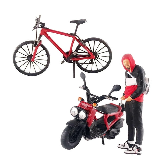 Paquete de 3 pintadas 1:64, motocicleta de conducción masculina de resina para de