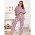 thumbnail image 4 of PinkBeautiM Women Plus Size Pajamas Set V Neck Prints Pjs Sleepwear with Pockets, 4 of 6