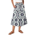 thumbnail image 3 of Women's Floral Print Maxi Skirt, High Waist Drawstring Tiered Flowy Skirt, Lightweight Boho Skirt for Beach, Music Festival and Summer,Gray,L, 3 of 7