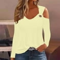 thumbnail image 2 of bnaln Womens Tops Clearance Ladies Blouses Spring Long Sleeve Shirts V Neck Cold Shoulder T Shirts Elegant Tunic Tops Comfy T Shirts Casual Pullover Dressy Blouse Trendy Outfits, 2 of 4