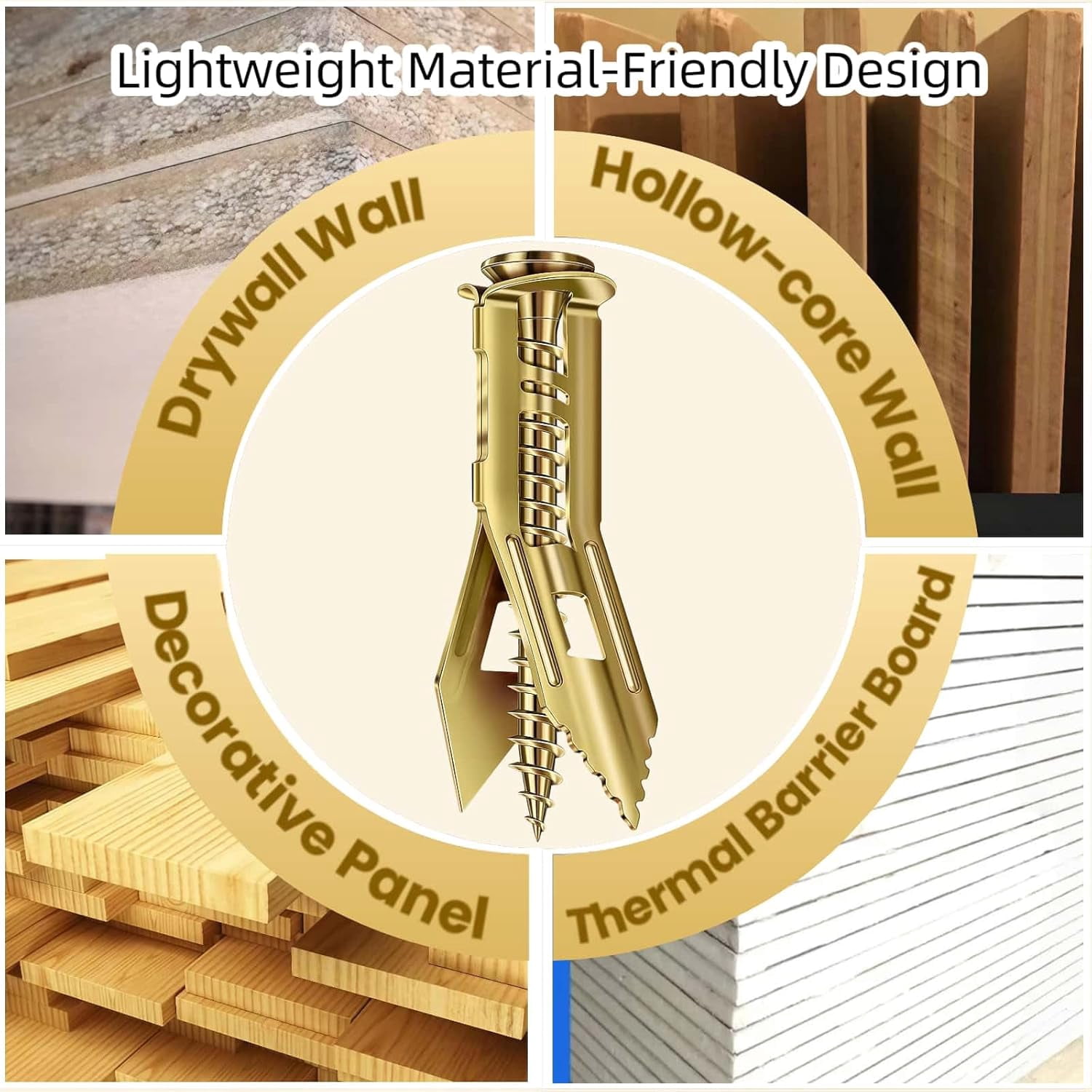 Self Drilling Drywall Anchors with Screws Kit 400Pcs-200 Sheetrock Anchors 200 Zinc Expansion Screws New Upgraded Zinc Plated Steel No Drill or Holes in Wall,for Wall Hanging,Cabinets