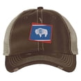 thumbnail image 2 of Wyoming Flag Hat - Distressed State Design - Vintage Cowboy State Trucker Strapback Cap (NavyBlue), 2 of 8