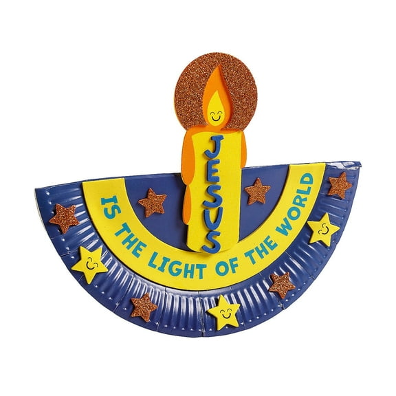 Fun Express 9" x 7 1/2" Religious Candle Rocking Paper Plate Craft Kit - Makes 12