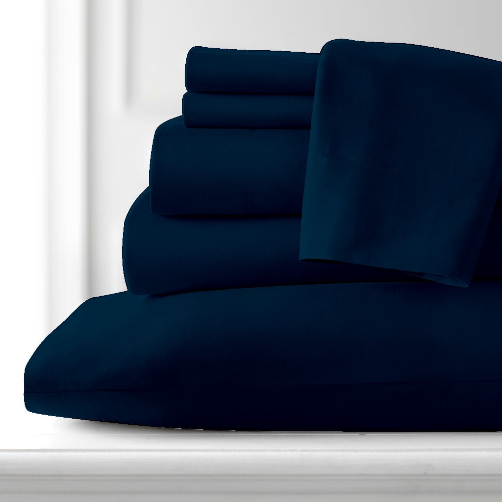 Premium Home Collection Microfiber Soft Cooling Bed Sheet Set - 6 Piece, California King, Navy