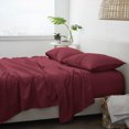 thumbnail image 6 of Noble Linens 4 Piece Solid Microfiber Bed Sheet Set, Burgundy, California King, 6 of 9