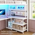 thumbnail image 4 of Afuhokles Twin Size Loft Bed with L-Shaped Gaming Desk, Hutch and Storage Drawers, Power Outlet, Metal Loft Bed Frame with RGB Lights, White, 4 of 9