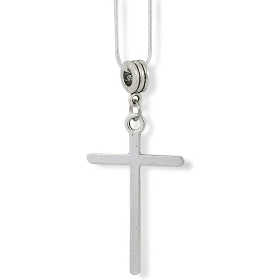 Emerald Park Jewelry Large Simple Cross Charm Snake Chain Necklace
