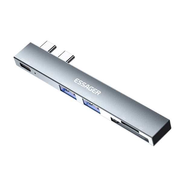 Hub USB 5 en 1 alta velocidad para MacBook Pro/Air 2018 - 2022 (Gris)
