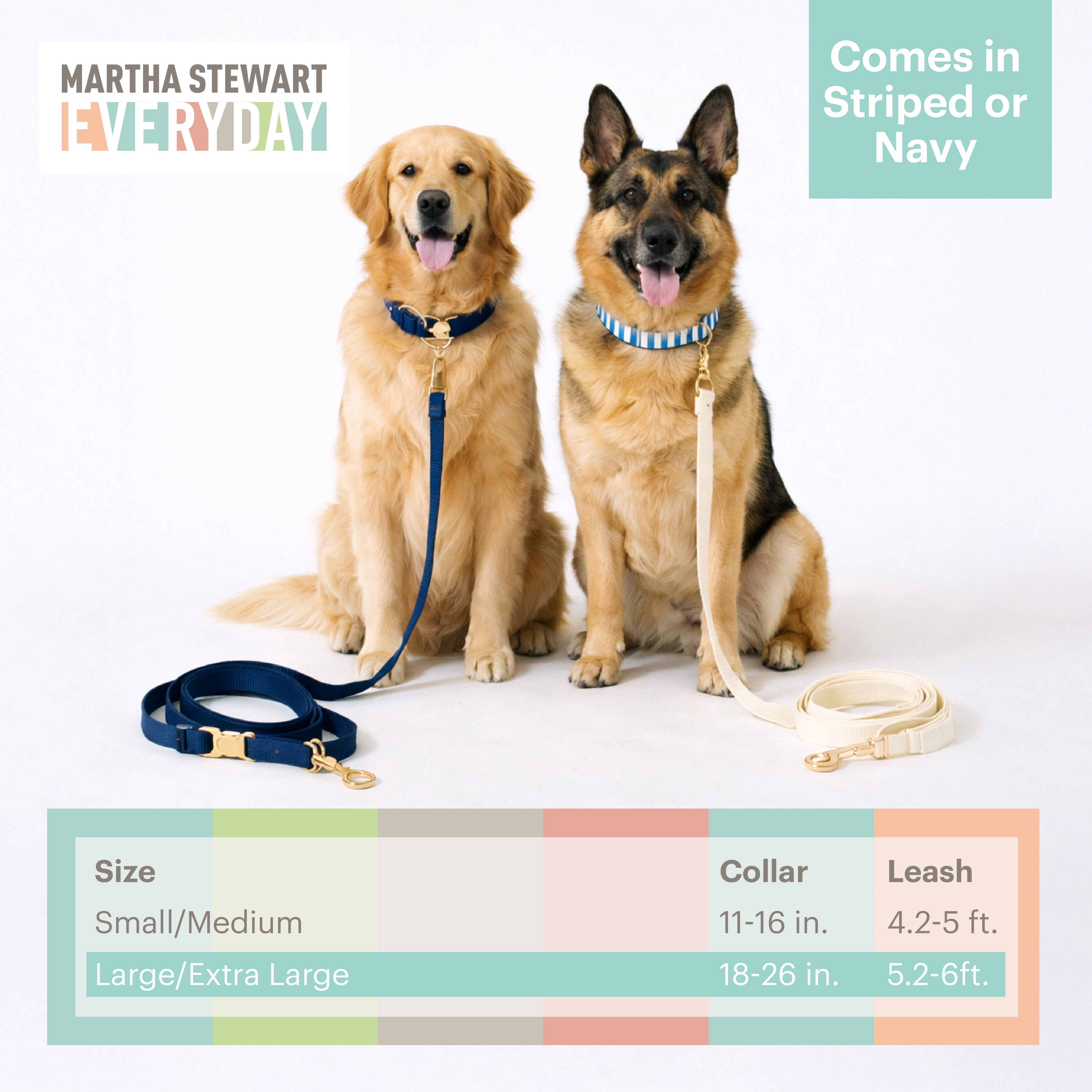 Martha Stewart Everyday Navy 3 Piece Leash Set for Dogs