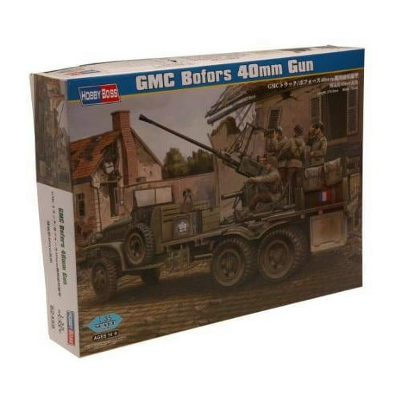 GMC Transport with Bofors 40mm Gun 1/35 Scale Plastic Model Kit Hobby Boss
