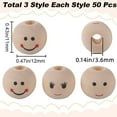 thumbnail image 2 of 150Pcs 3 Styles 12mm Smile Wooden Beads Small Smile Face Wood Spacer Beads Natural Round Ball Doll Head Beads with 3.6mm Hole Wooden Loose Beads for DIY Craft Bracelet Necklace Jewelry DIY, 2 of 9