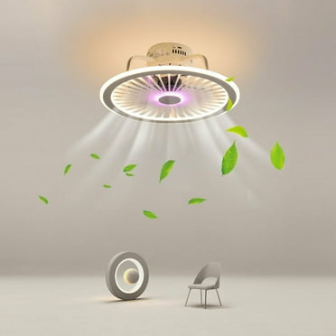 Fichiouy 48W Modern Round Ceiling Fan Light LED 3 Color Chandelier Ceiling Lamp with Remote