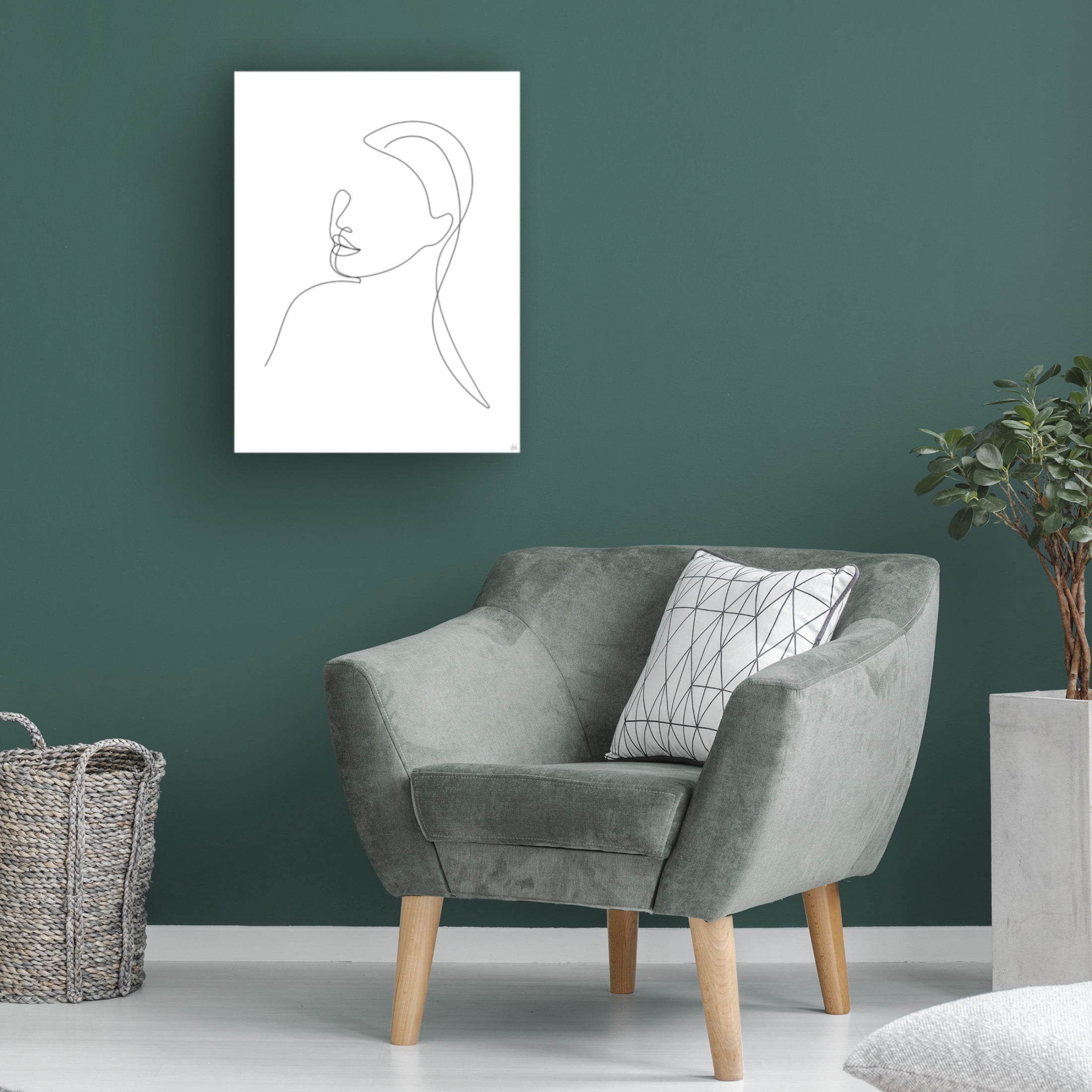 Canvas Wall Art - Line and Brush 'Line Lady Portrait 1' Wall Art for Living Room, Bedroom, or Office Décor by Trademark Fine Art - 35 x 47 Inches
