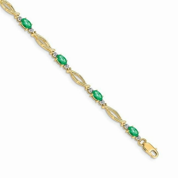 Primal Gold 14 Karat Yellow Gold Diamond and Emerald Bracelet