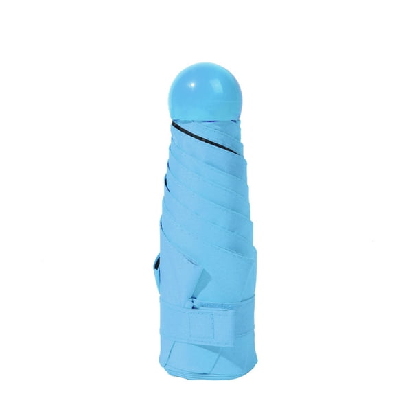 Bewildely Paraguas de 5 pliegues, miniparaguas de bolsillo a prueba de viento, sombrilla para lluvia y sol, suministros de trabajo de viaje Paraguas de lluvia Azul Bewildely HA005385-01