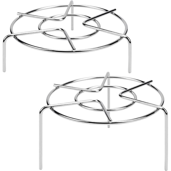 2-Pack Steam Rack Trivet 2-4/5" & 2" Tall 18/8 Stainless Steel for Instant Pot 3 Qt 6 Qt 6.3" Round