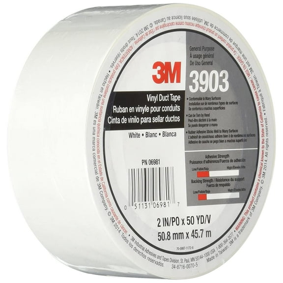 3M 3903 Vinyl Duct Tape 2" x 50 yds White 3903WH24