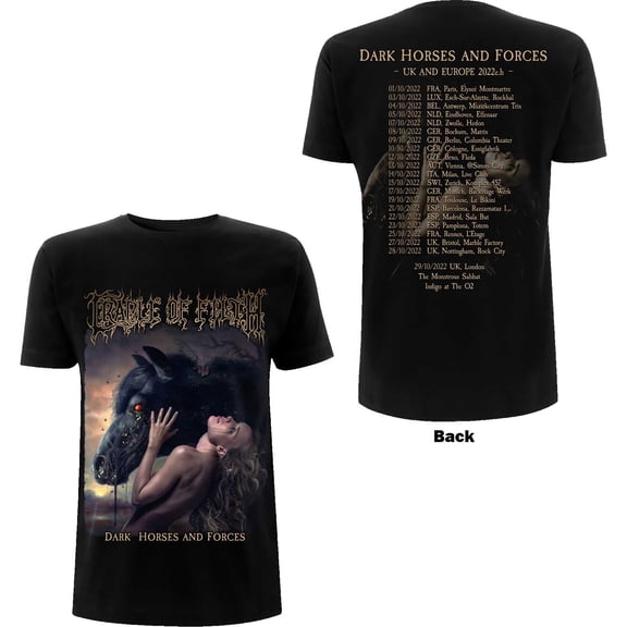 Cradle Of Filth Unisex T-Shirt Dark Horses (Back Print) (Small)