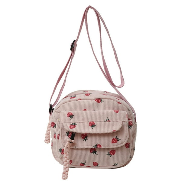 Bolso Bandolera Con Fresa para Mujer Compras Pana Niñas