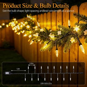 CHENGJIA Christmas String Lights 500 LED 33FT Christmas Tree Lights